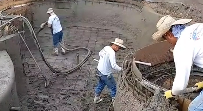 Shotcrete applied to pool construction by Rock Solid Concrete